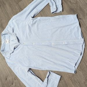 Zara Light Blue and White Vertical Stripe Button-Down Shirt